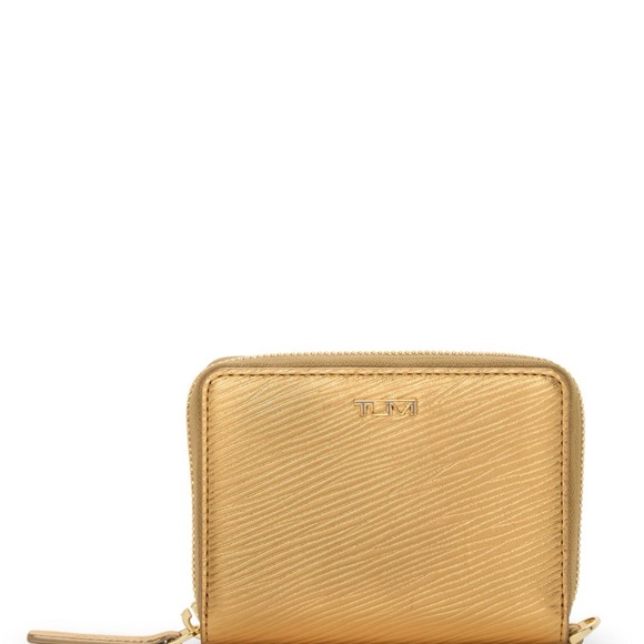 Tumi Belden Trifold Gold Women's Wallet - Picture 1 of 4
